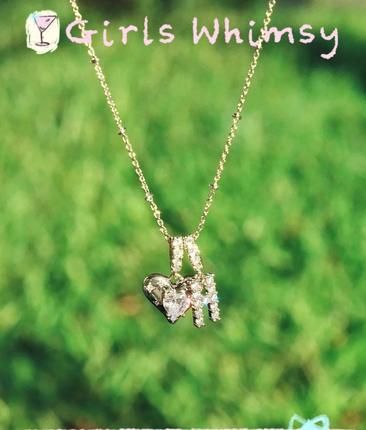 Custom Heart Initial Necklace (Silver)