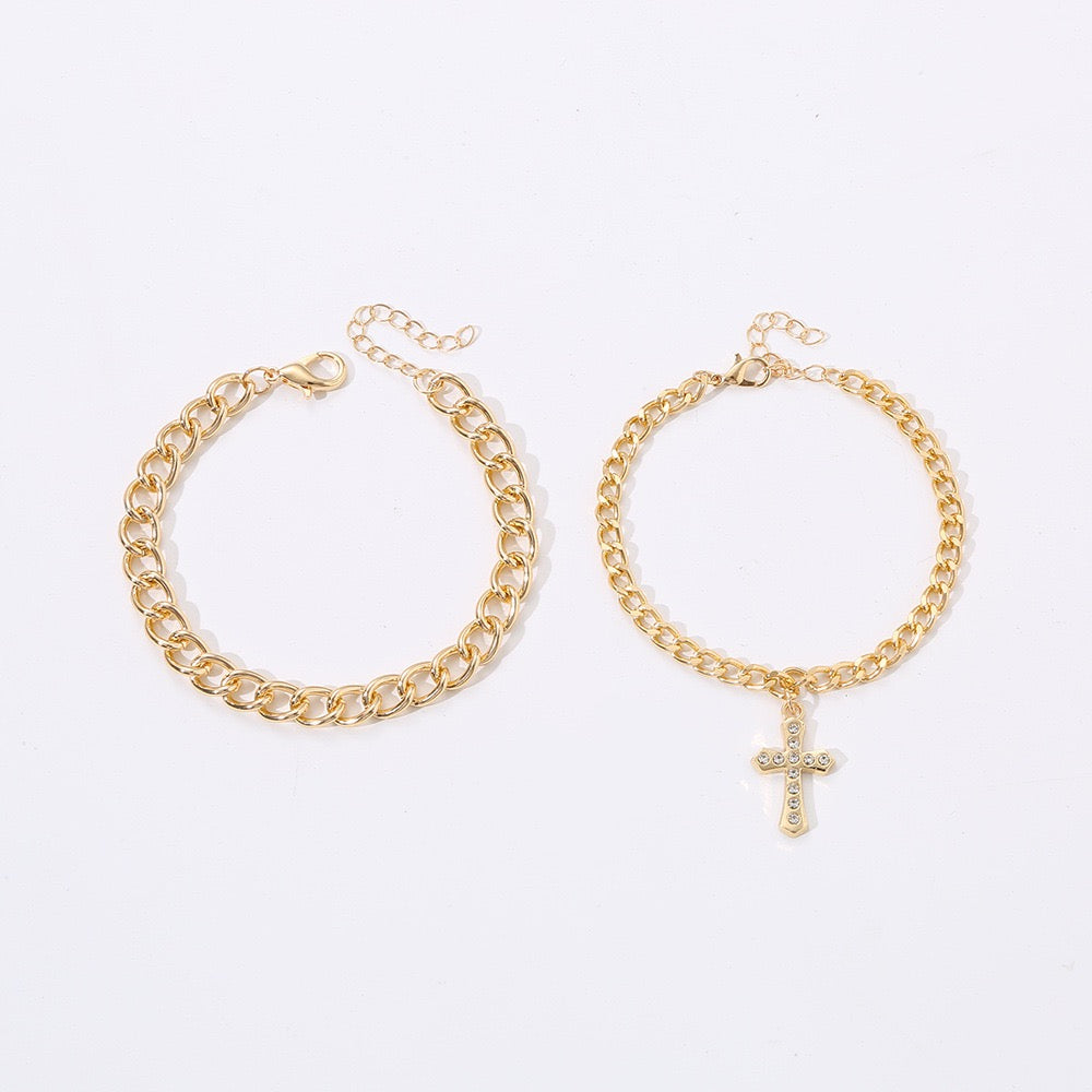 Duo Cross Anklets