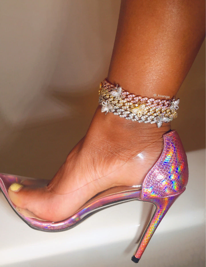 Daisy Butterfly Cuban Link Anklets