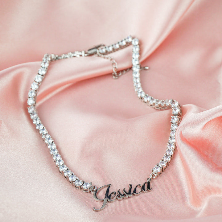 Custom name tennis necklace